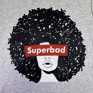 Raggs II Riches Superbad Afro Shirt Women's Medium Grey Streetwear Urban Y2K